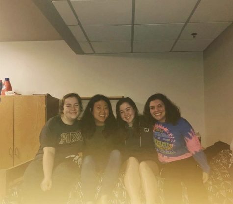 Ariana Madson (far right) poses with her roommates for a picture on their last night as first-year students in spring 2018. From L to R: Natalie Schmaus, Alissa Wuorinen and Kate Lawlor. Photo courtesy of Ariana Madson.