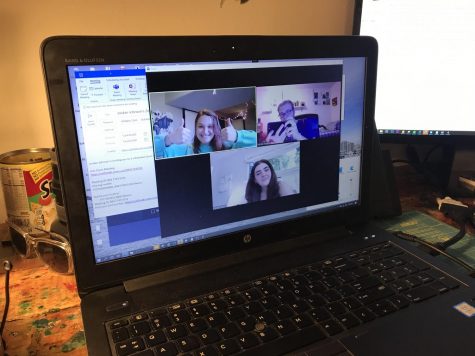 Jordan Johnson (top right) meets with Marquette Wire photo desk members Maddy Andresen (top left) and Claire Gallagher (bottom) April 28. Photo courtesy of Jordan Johnson.
