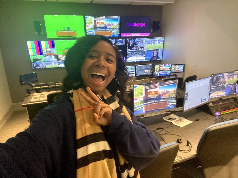 Kennedy Coleman in the Johnston Hall 2nd floor control room in January 2020.