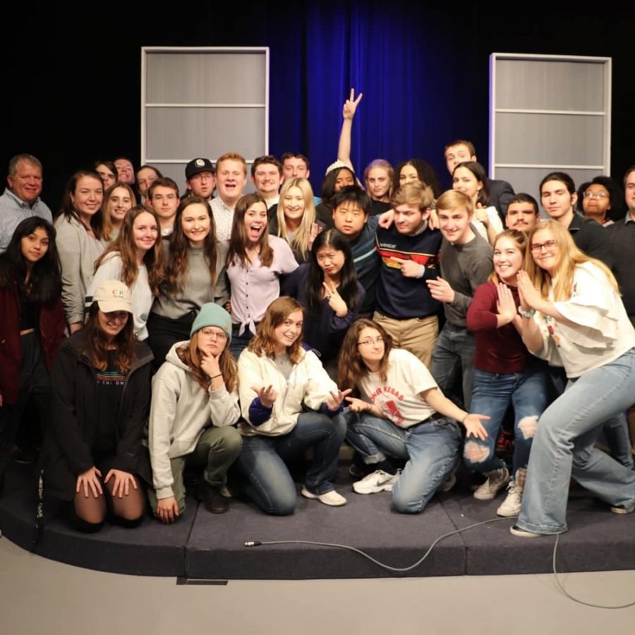 Chelsea Johanning (bottom, third from left) poses with the MUTV team and friends after the final show of Spring 2019.