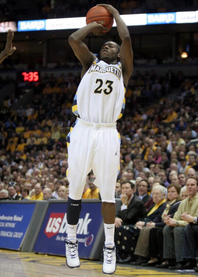 Dwight Buycks takes a shot. (Photo courtesy of Marquette Athletics)