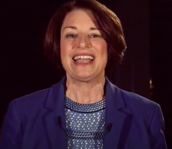 Amy Klobuchar speaks on the first night of the Democratic National Convention. 
Screenshot from livestream from DNC website. 