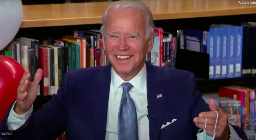 Joe Biden, moments after he is officially declared as the 2020 Democratic Presidential Nominee.
Screenshot from DNC Livestream.
