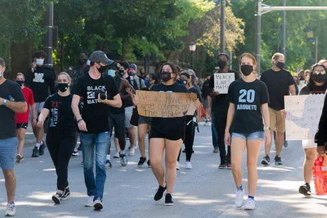 Student-athletes joined students, coaches, faculty and staff in a march for social justice last September. Marquette Wire stock photo 
