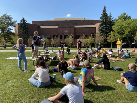 Joseph Miscimarra, co-founder of Fossil Free Marquette, spoke on Marquette's investments.