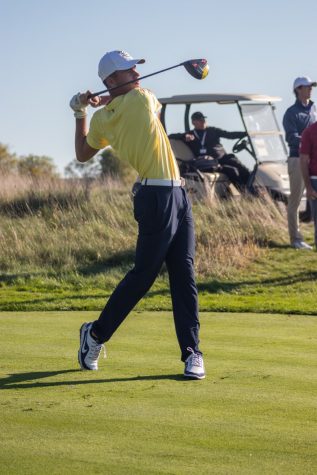 Hunter Eichhorn hits the golf ball at Erin Hills October 8, 2019. 