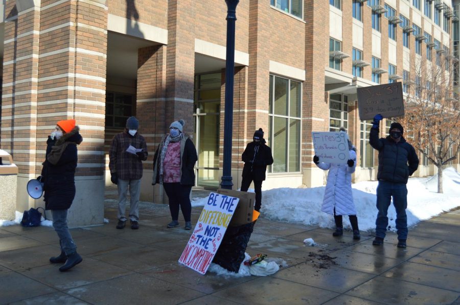 Many staff and faculty members were present outside of Zilber.
