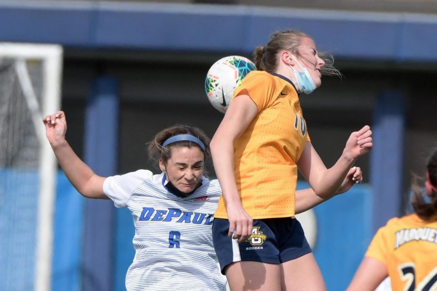 The Marquette womens soccer team claims a win in their BIG EAST Conference opener game on Sunday afternoon (Photo Courtesy of Marquette Athletics).