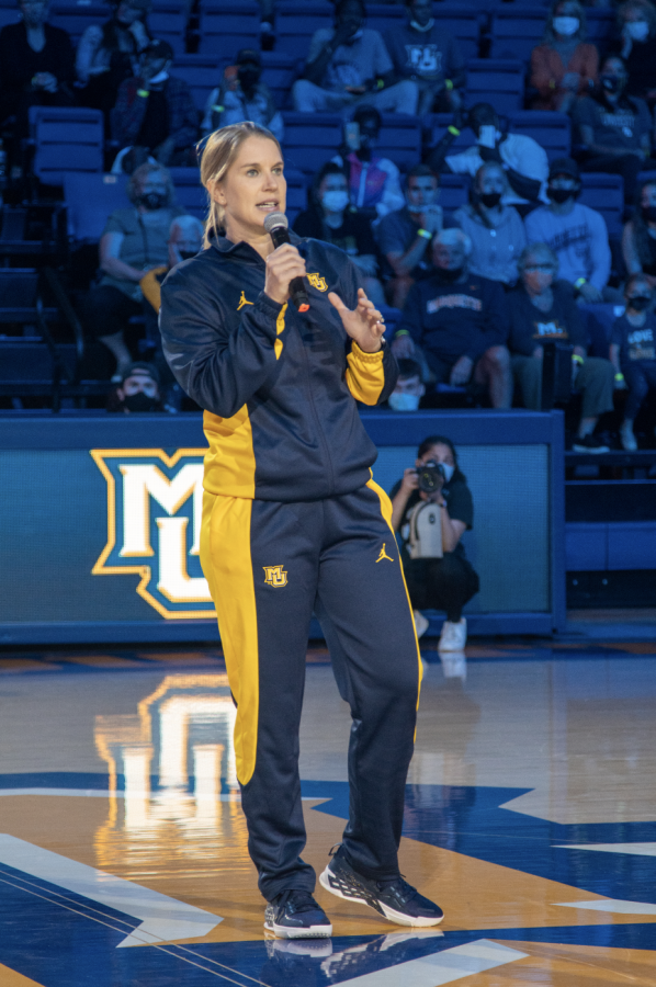 Marquette womens basketball head coach Megan Duffy played at Notre Dame and in the WNBA.