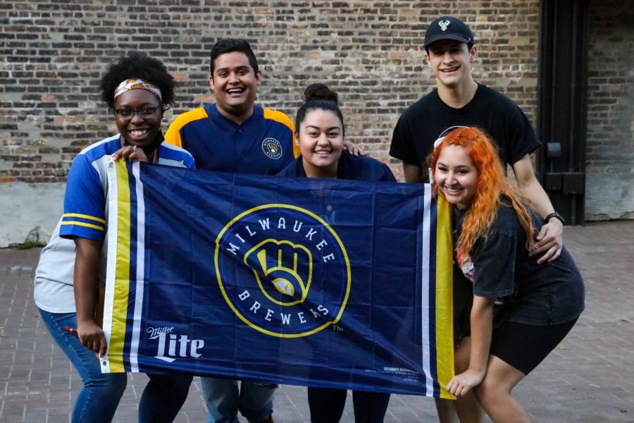 Fans gathered Tuesday, Oct. 12, to watch the Milwaukee Brewers play.