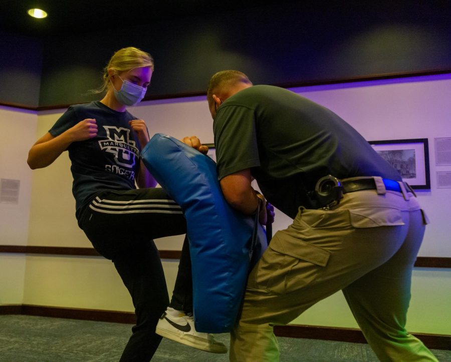 Self-defense+classes+are+being+hosted+inside+the+Alumni+Memorial+Union.+