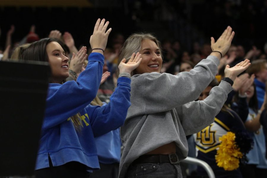 Marquette student section during Thunderstruck ahead of mens basketballs 80-66 win over Northern Illinois Nov. 27. 