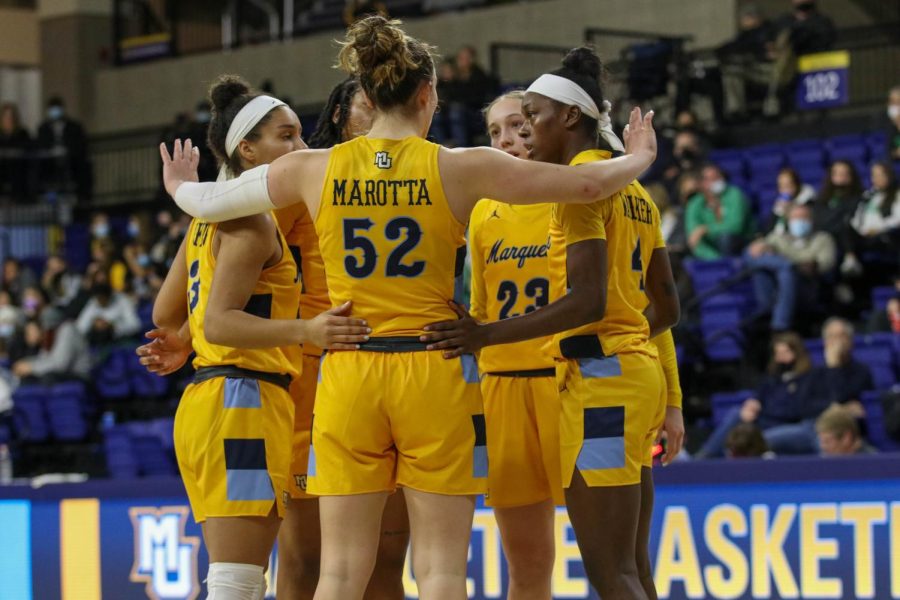 Marquette womens basketball in its 89-65 win over North Dakota Dec. 11. 