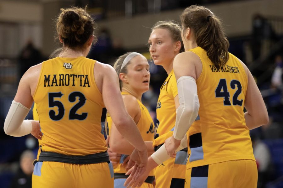 Marquette womens basketball in its 88-85 OT win over DePaul Jan. 12. 