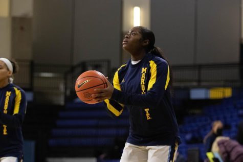 Redshirt sophomore guard Nirel Lougbo during warmups prior to Marquette womens basketballs 68-32 win over Georgetown Jan. 14. 