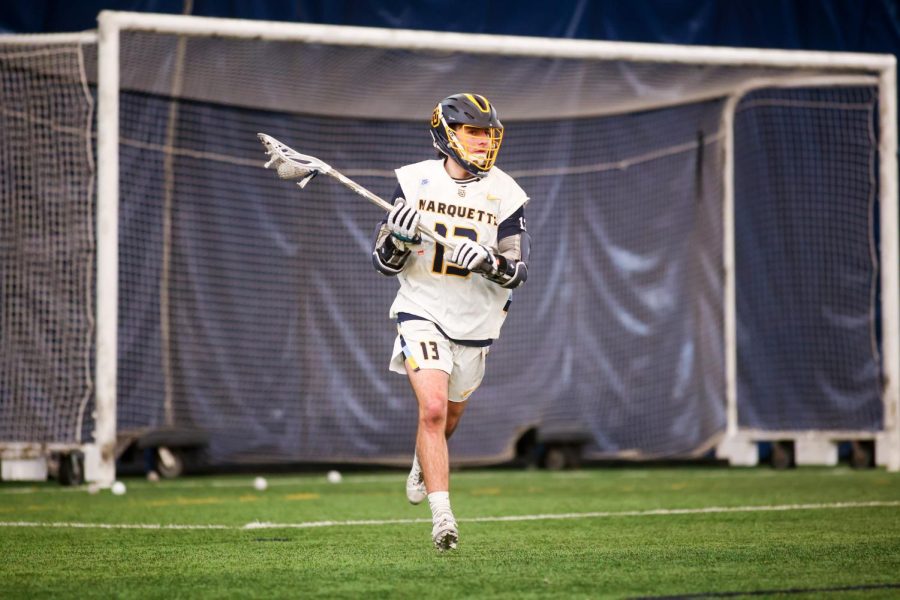 Bobby+OGrady+is+a+first-year+attack+on+the+Marquette+mens+lacrosse+team+who+hails+from+Milton%2C+Massachusetts.+OGrady+earned+BIG+EAST+Freshman+of+the+Week+honors+earlier+this+season.+%28Photo+courtesy+of+Marquette+Athletics.%29%0A