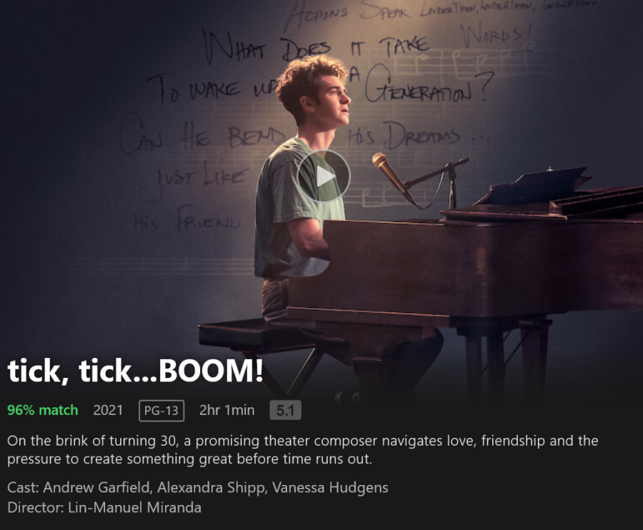 tick tick...BOOM! premiered on Netflix in November 2021.