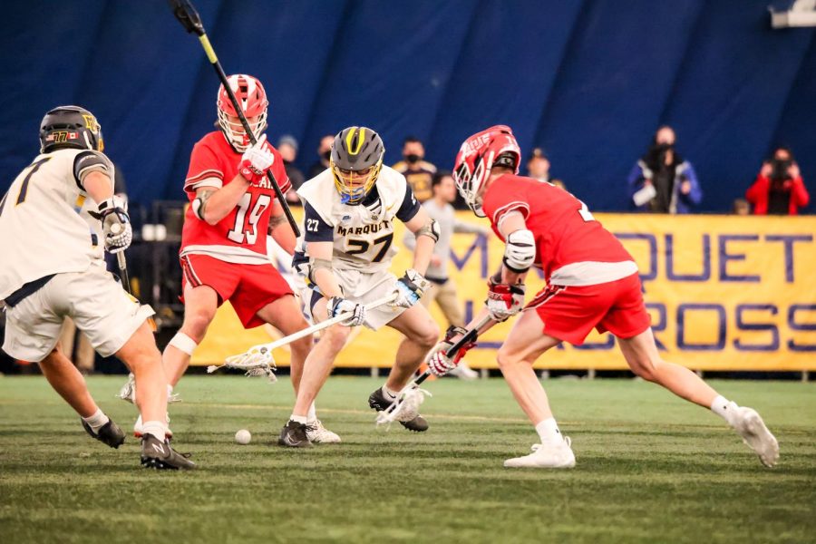 Zach Granger is a redshirt junior defender on the Marquette mens lacrosse team. (Photo courtesy of Marquette Athletics.)
