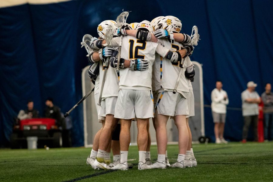 Marquette mens lacrosse in its loss to Villanova April 23 at Valley Fields. 