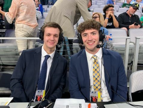 Sam Arco and Tyler Peters broadcast Marquette mens basketball teams first round in March Madness. Photo courtesy of Sam Arco.