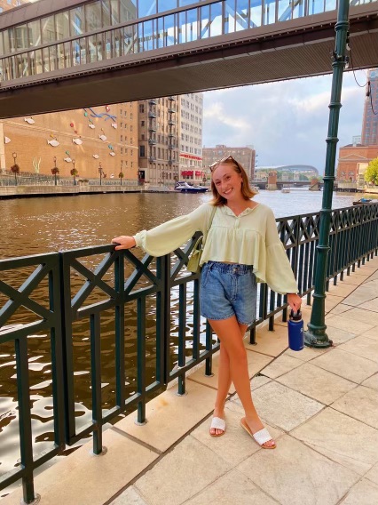 Grace takes a walk in the Third Ward during her summer orientation at Marquette August 2021. Photo courtesy of Grace Cady 