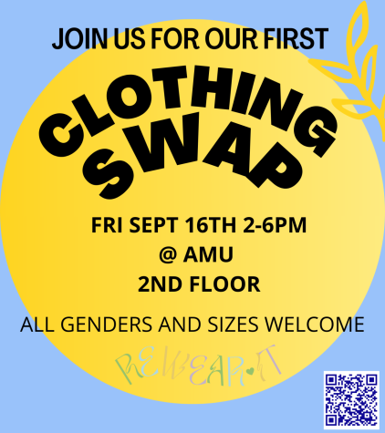 The clothing swap will take place Sept. 16, and theres a bin for donations in front of the info desk on the second floor. Photo By: Rewearit.