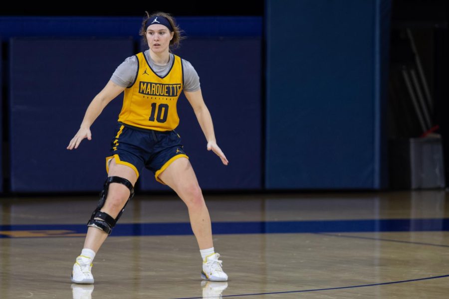 Claire Kaifes (10) is working her way back into the Marquette womens basketball rotation after being out for the entire 2021-22 season with a Torn ACL injury. 