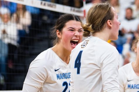 No. 16 Marquette volleyball defeated No. 11 Creighton in straight sets Nov. 19 inside the Al McGuire Center for a share of the Big East Regular Season Title. 