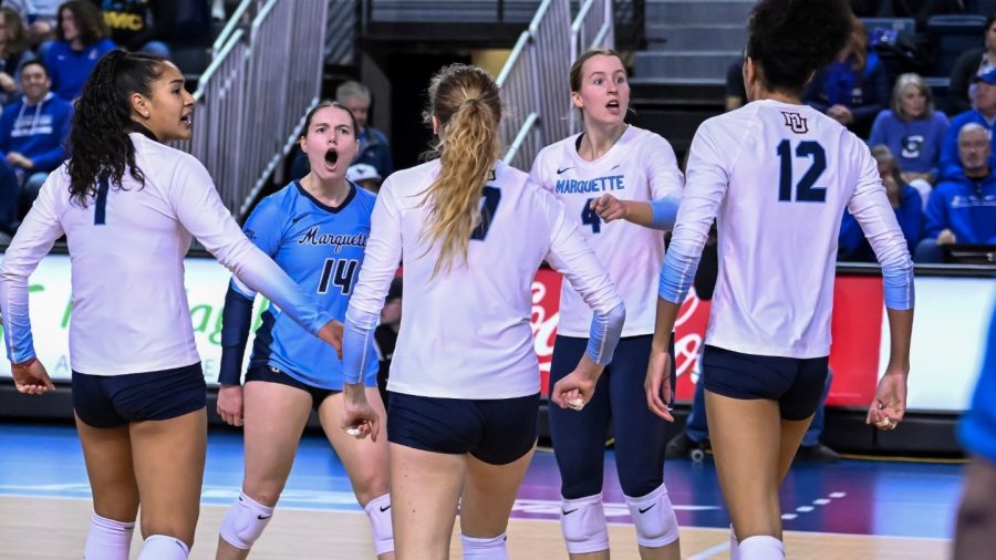 Marquette volleyball fell to Creighton in five sets in the Big East Volleyball Championship Game Nov. 26. (Photo courtesy of Marquette Athletics/Steven Branscombe). 