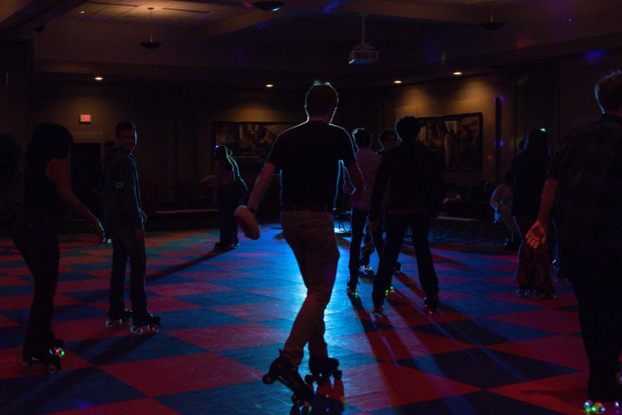 People participating in the rollerskating event were encouraged to dress in 70s themed attire.