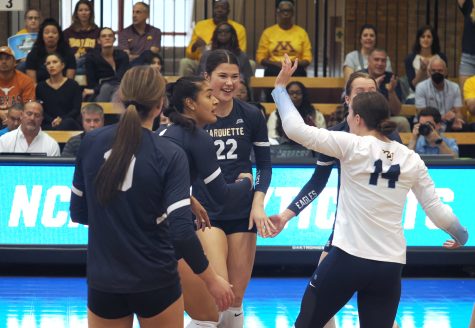 Marquette womens volleyball fell to Texas in the Sweet 16 of the NCAA Tournament Dec. 8. (Photo courtesy of Marquette Athletics.)