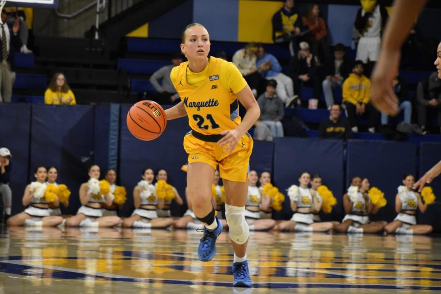 First-year+guard+Emily+La+Chapell+was+named+to+the+All-Big+East+Freshman+Team+March+2.+