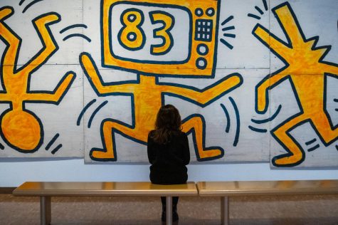 A portion of Keith Haring's mural is on display in the Haggerty Museum of Art.