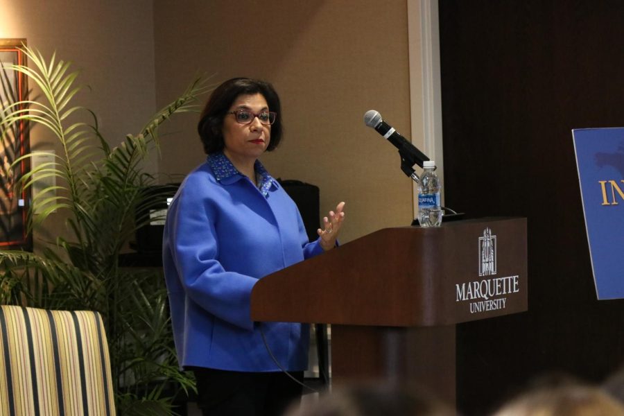 March 2 Deputy Secretary of the international monetary fund Sabina Bhatia visited Marquette to talk to students. 