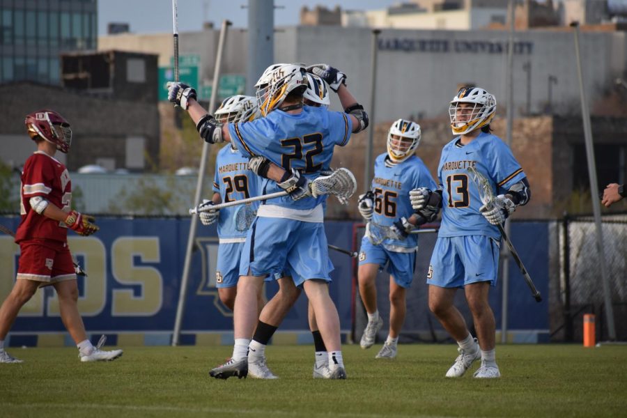 Marquette mens lacrosse fell to Denver in overtime April 28 at Valley Fields.
