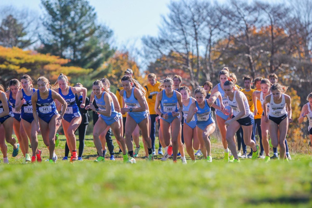 Marquette womens cross-country gets underway at the 2022 Big East Championships. (Photo courtesy of Marquette Athletics.)