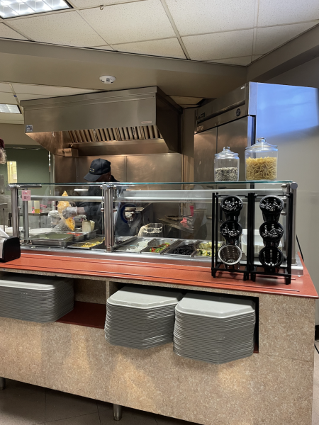 Dinner being served in the Schroeder dining hall 