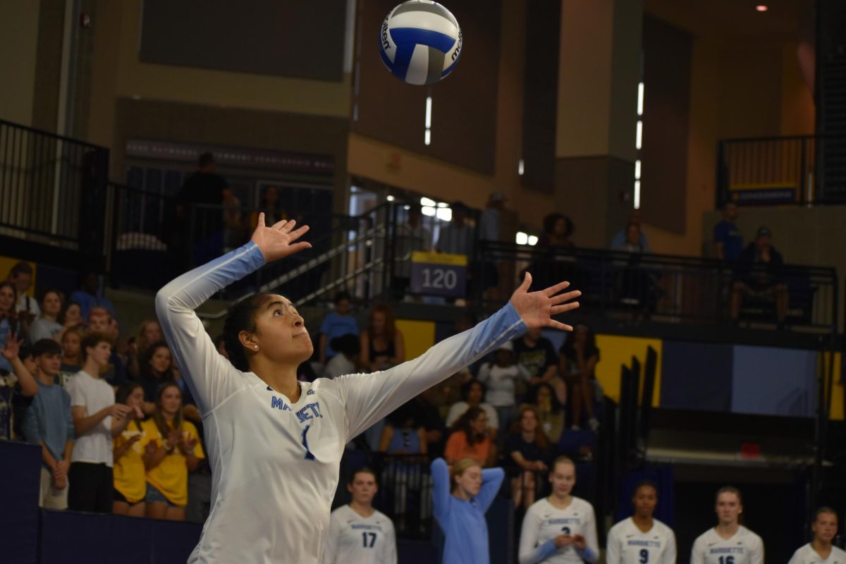 Junior setter Yadhira Anchante earned her eighth double-double of the season in Marquettes 3-0 sweep over DePaul Oct. 4 at the Al McGuire Center.