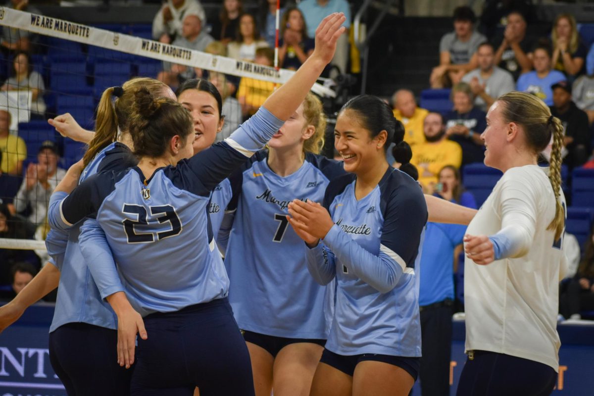 Marquettes+match+vs+No.+1+Wisconsin+in+Fiserv+Forum+was+the+most-attended+indoor+regular+season+volleyball+match.+