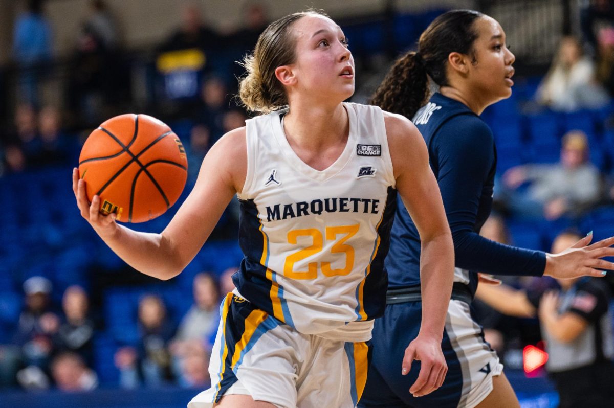 Senior+guard+Jordan+King+has+started+every+game+she+has+played+in+at+college.+%28Marquette+Wire+Stock+Photo.%29