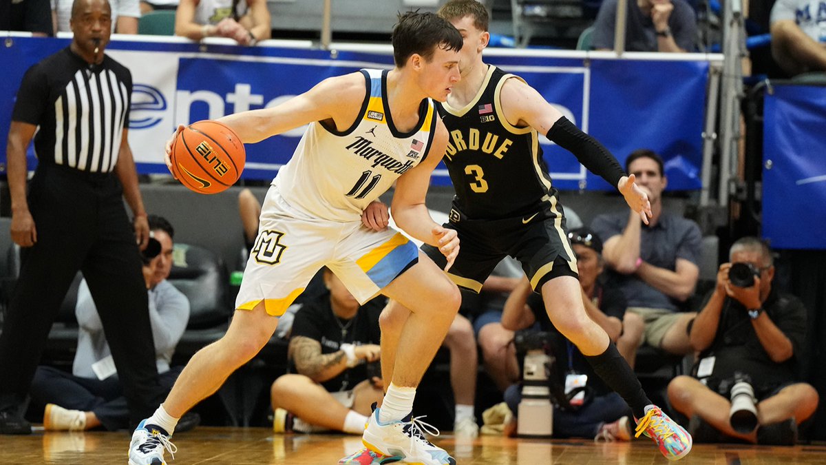 Senior guard Tyler Kolek finished with 22 points in Marquette mens basketballs 78-75 loss to Purdue Wednesday night. (Photo courtesy of Marquette Athletics.)