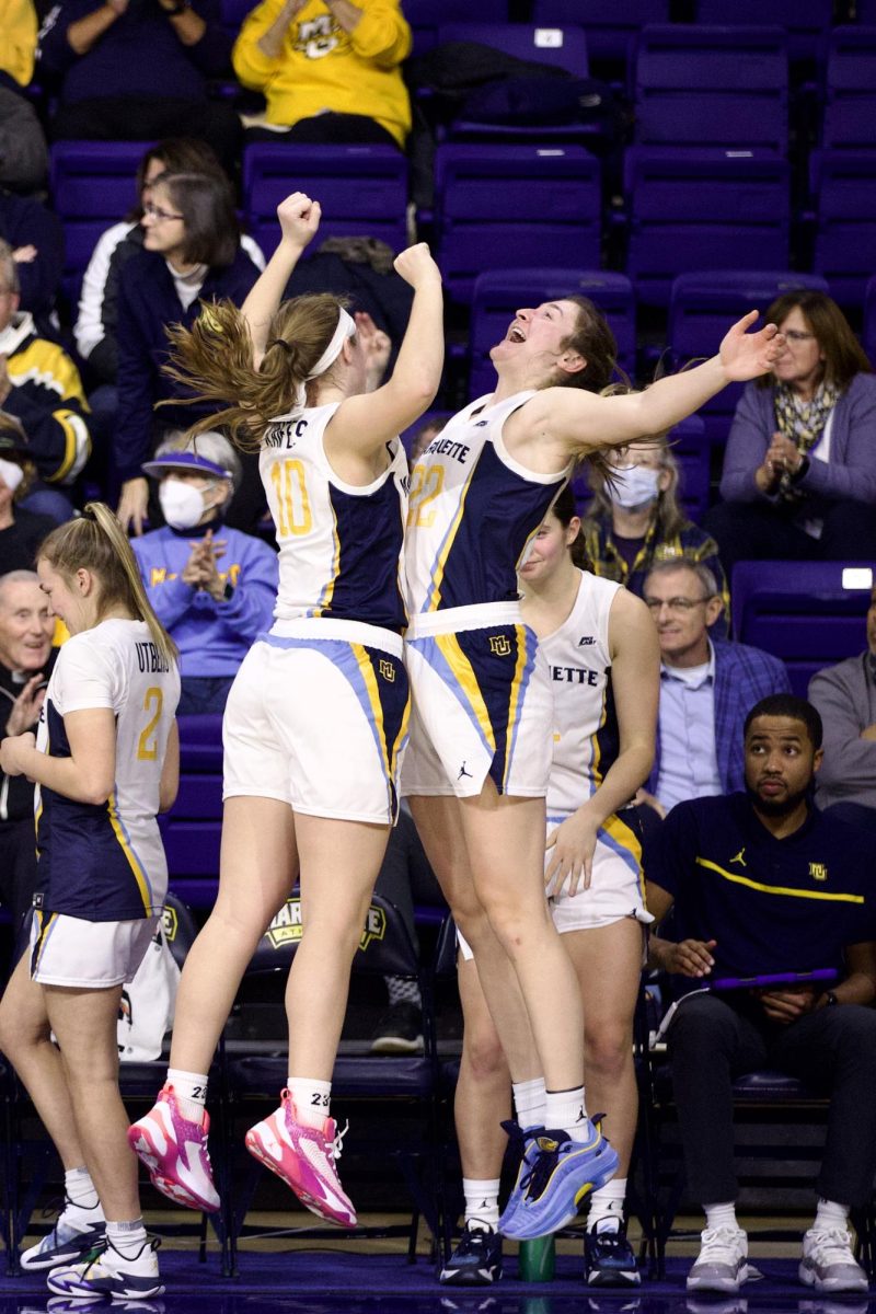 Halle Vice (right) and Claire Kaifes (left) both started the year injured. (Photo courtesy of Marquette Athletics.)