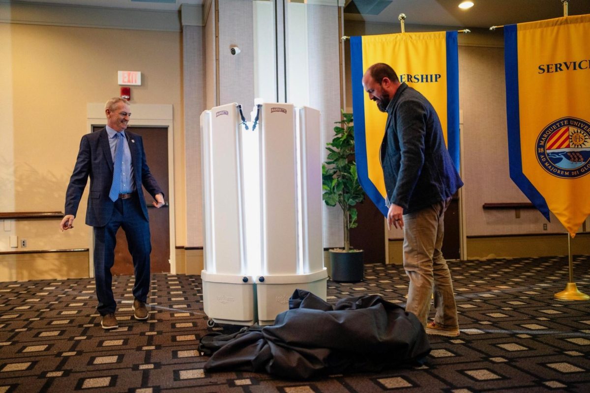 The machine was unveiled at the 10th annual presidential address. 

Photo Courtesy of Marquette University.