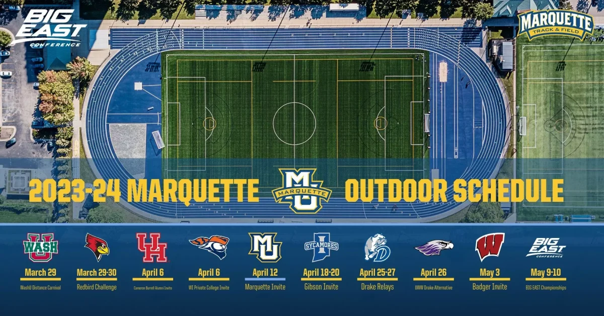 Marquette hosts an event in their outdoor season, the Marquette Invitational, April 12. (Graphic courtesy of Marquette Athletics.)