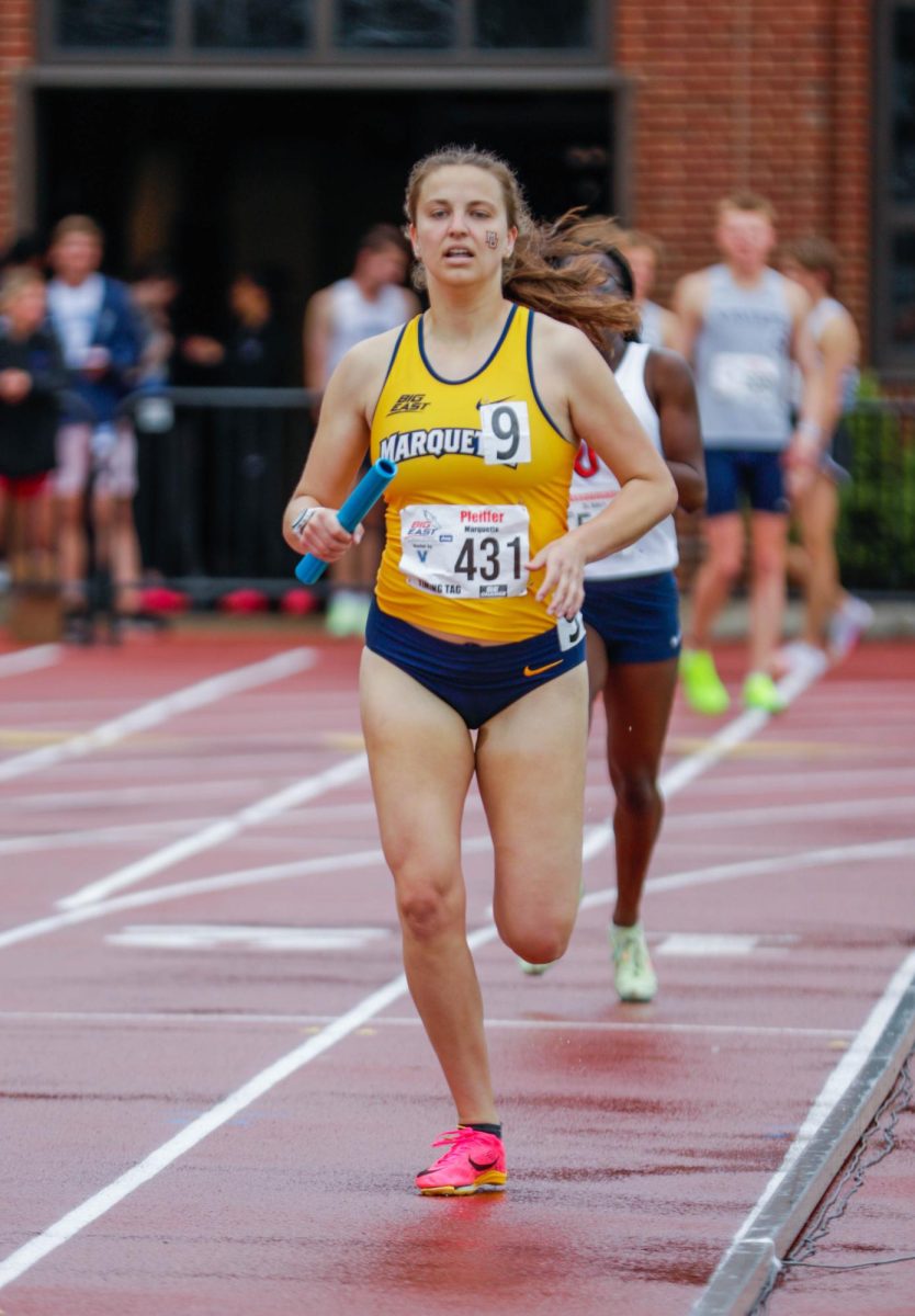 Graduate runner Gretchen Pfeiffer earned her bachelor’s degree in biomedical engineering from Marquette in May. (Photo courtesy of Marquette Athletics.)