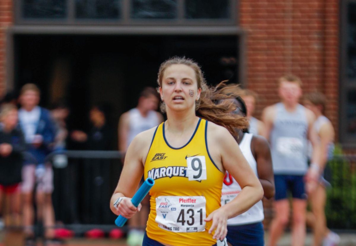 Graduate runner Gretchen Pfeiffer earned her bachelor’s degree in biomedical engineering from Marquette in May. (Photo courtesy of Marquette Athletics.)