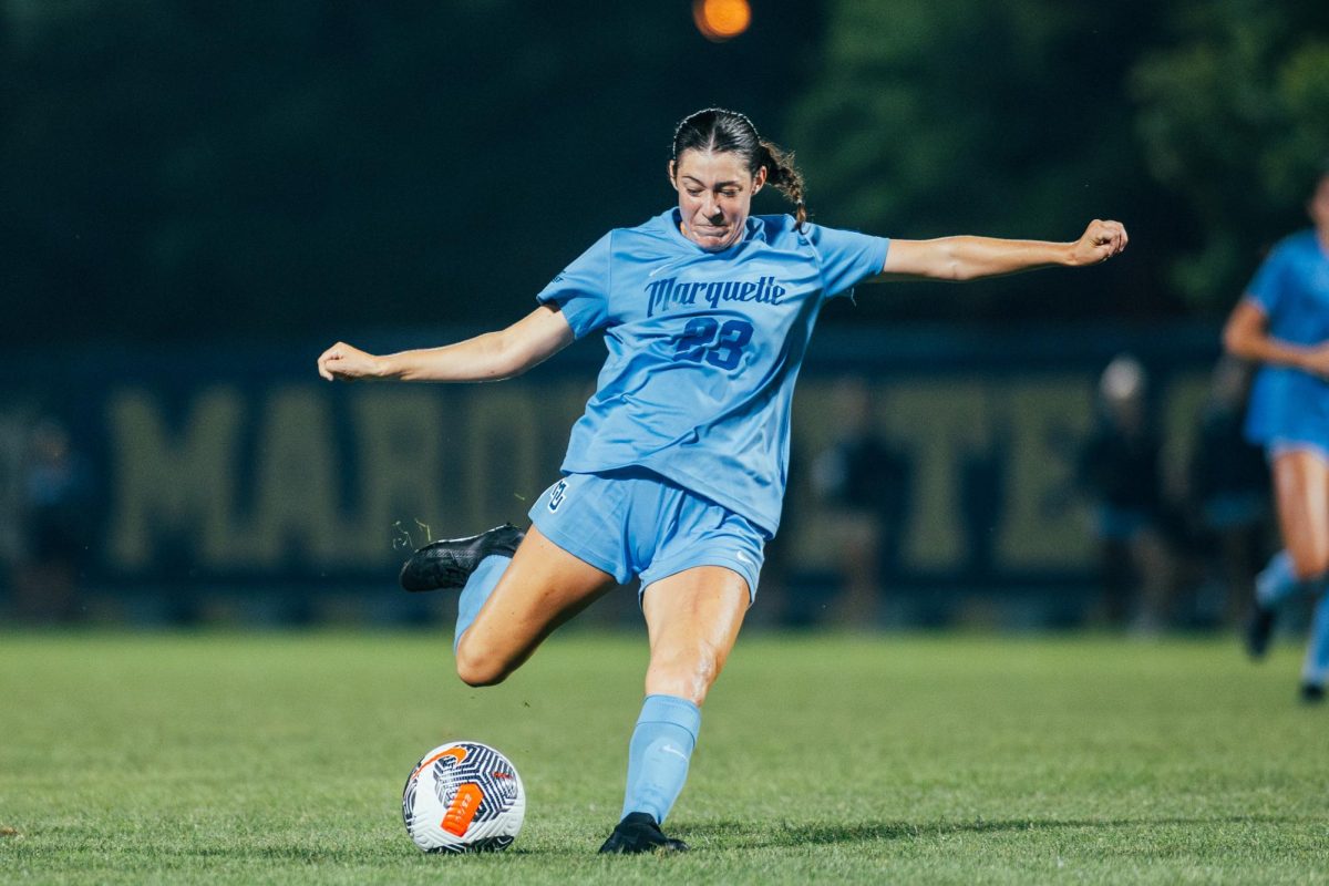 Sophomore forward Emily Fix is part of the Golden Eagles' first-ever leadership council. (Photo courtesy of Marquette Athletics.)