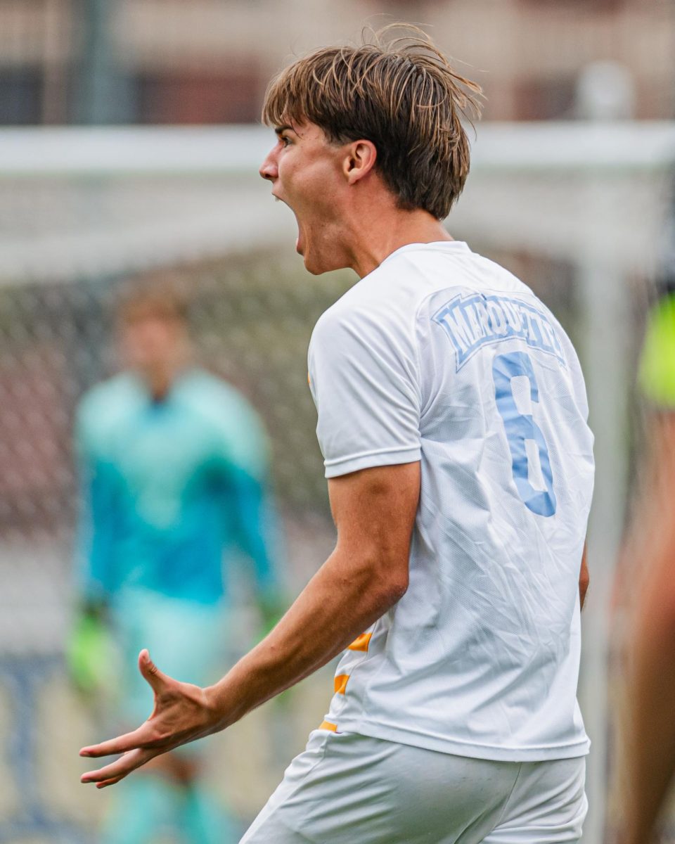 Mitar Mitrovic is 3-for-3 on penalty kicks this season. (Photo courtesy of Marquette Athletics.)