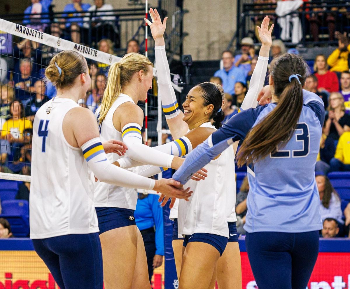 Marquette Volleyball has extended its winning streak against Milwaukee to 14 Tuesday night at the Al McGuire Center. (Photo courtesy of Marquette Athletics.)