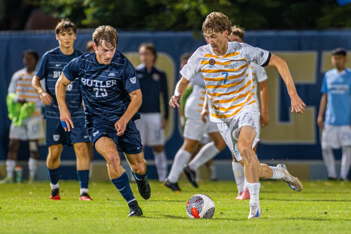 Forward Antonio Costabile has followed in his father's footsteps to play men's soccer at Marquette. (Photo courtesy of Marquette Athletics.)